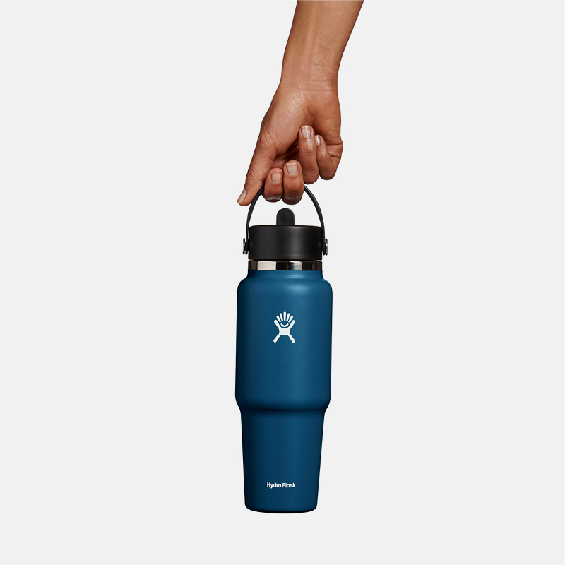 32 oz Wide Mouth Travel Bottle with Flex Straw Cap בקבוק פיה נפתחת image number null